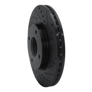 Nissan Cube Brake Rotor (1) - Front Right - R1 Concepts - Drilled & Slotted - Black - `07-`14